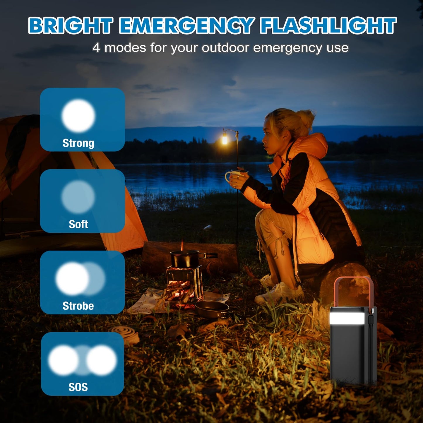 PGYOB Portable Power Station, 99.9Wh Outdoor Generator with Built in Cable, Portable Power Bank Backup Battery for Phone Charge, Travel, Home use, Camping, RV Trip