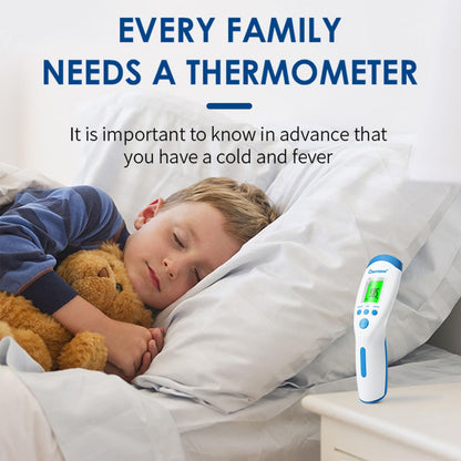 Berrcom Non-Contact Infrared Forehead Thermometer for Adults, Kids & Babies, Digital Thermometer with Fever Alarm & LCD Display, Ideal for Family Use