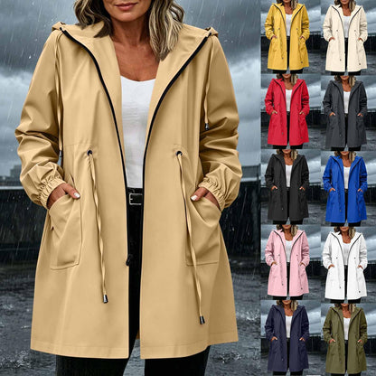 Rain Jacket Women Waterproof Hooded Lightweight Outwear Zip up Raincoats Plus Size Cozy 2026 Trench Coat with Pockets