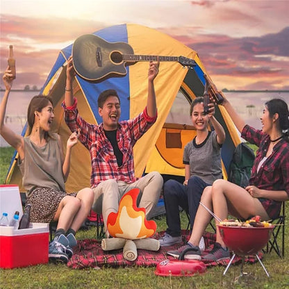 Funny Campfire Plush Pillow, Soft Simulation Bonfire Stuffed Plushies Fake Fire Firewood Plush Pillow for Outdoor Camping Room Decor Pleasantly Surprised Gift