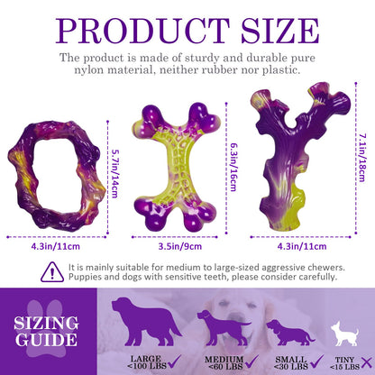 Frienhund Dog Toys for Aggresseive Chewers: Tough Dog Toy for Large Dogs, 3-Pack Indestructible Dog Toys to Keep Them Busy, Dog Chew Toy for Large Breeds, Safe and Non-Toxic Dog Toys, Purple