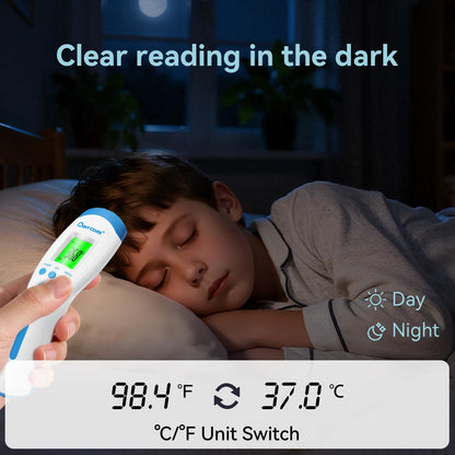 Berrcom Non-Contact Infrared Forehead Thermometer for Adults, Kids & Babies, Digital Thermometer with Fever Alarm & LCD Display, Ideal for Family Use