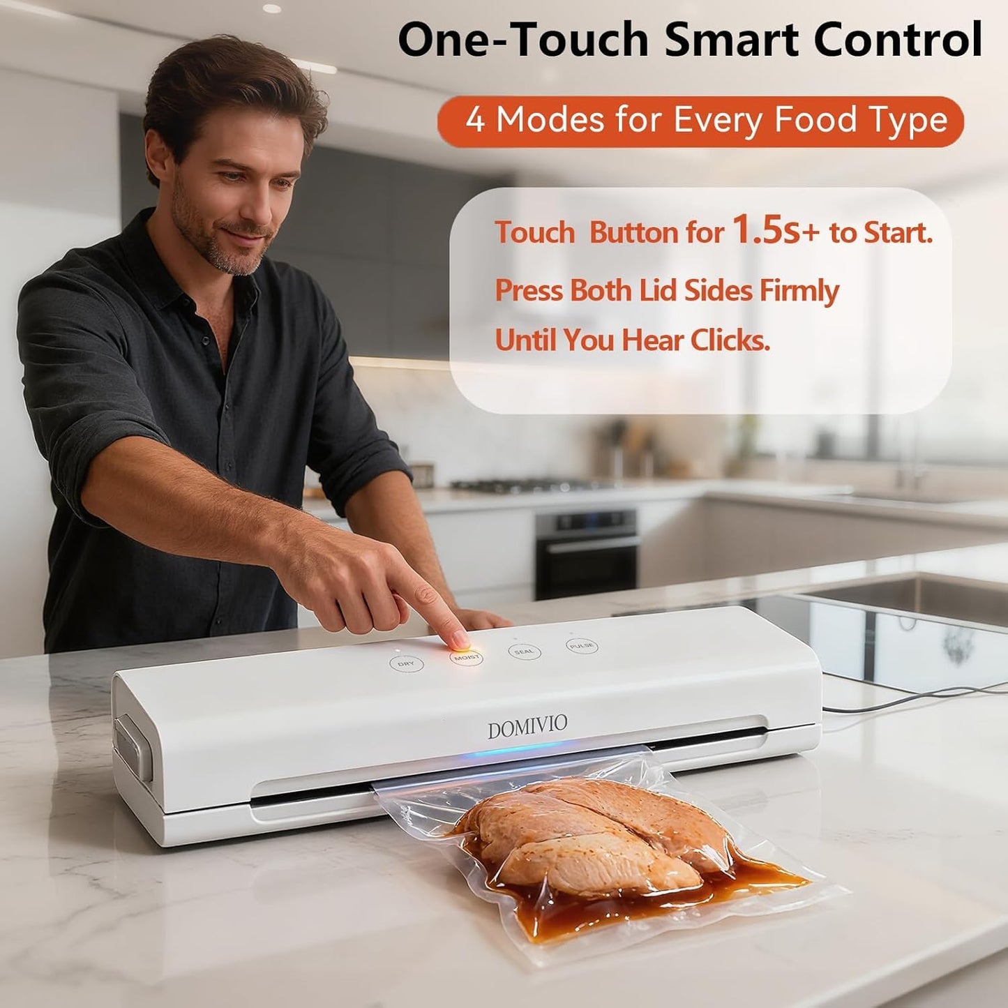 🚨𝗣𝗥𝗜𝗖𝗜𝗡𝗚 𝗘𝗥𝗥𝗢𝗥🚨 DOMIVIO Vacuum Sealer Machine with Cutter for Food Storage, Includes 20 BPA-free Bags, Dry/Moist Modes, Compact Design, Food Sealer for Meal Prep and Sous Vide