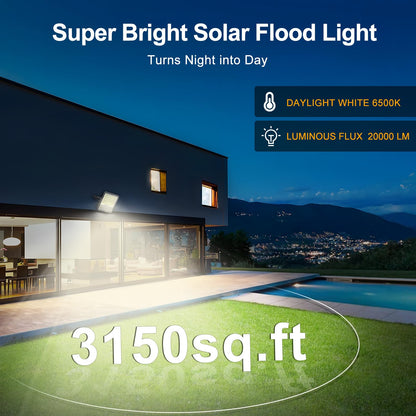 Solar Lights Outdoor Solar Flood Lights - 20000 Lumens LED Flood Lights 20000mah IP65 Waterproof Solar Lights | Outside Security Lighting for Yard Stadium Garden (no Motion Sensor)