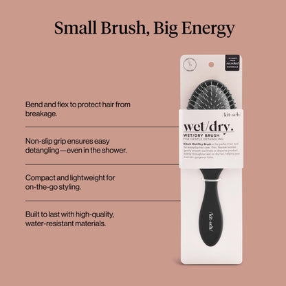 Kitsch Wet Dry Brush Detangler, Hair Brush for Women - Flexi Black
