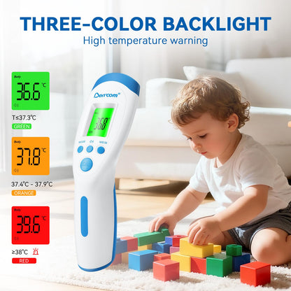 Berrcom Non-Contact Infrared Forehead Thermometer for Adults, Kids & Babies, Digital Thermometer with Fever Alarm & LCD Display, Ideal for Family Use
