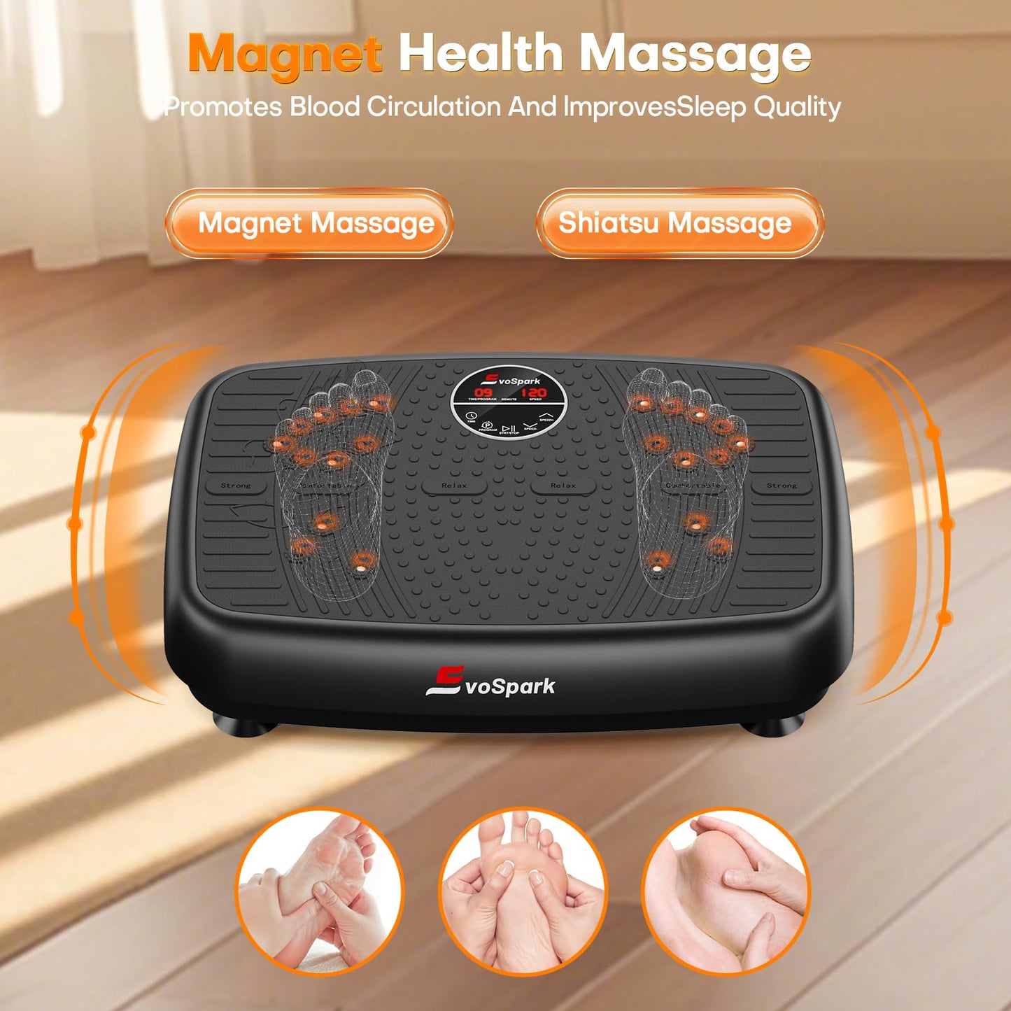Vibration Plate Exercise Machine, 2026 Upgraded Double Motors Vibration Plate for Lymphatic Drainage, EvoSpark Whole Body Vibration Plates for Weight Loss,450 Lbs Capacity Vibrate Fitness Platform