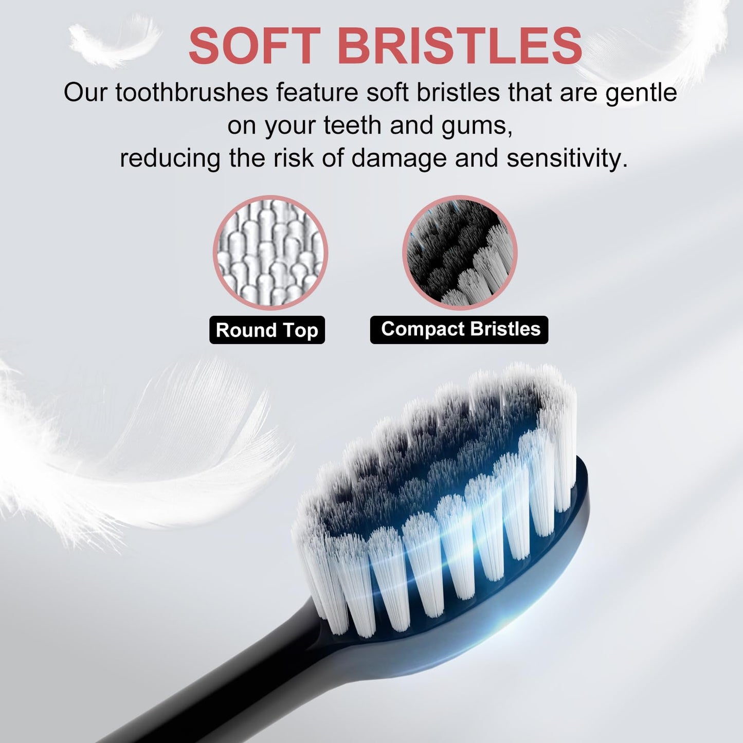 MAXWISDOM Electric Toothbrush 2 Pack - Electric Toothbrush for Adults with 12 Replacement Brush Heads, 2 Toothbrush Holders, 6 Modes (Black & Pink)