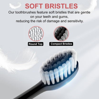 MAXWISDOM Electric Toothbrush 2 Pack - Electric Toothbrush for Adults with 12 Replacement Brush Heads, 2 Toothbrush Holders, 6 Modes (Black & Pink)