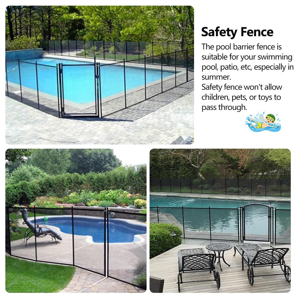 Togarhow 4ft x 12ft Removable Pool Fence, Safety Fence Door, Black DIY Pool Mesh Fencing Protect Gate for Outdoor Inground Pools & Above Ground Pool
