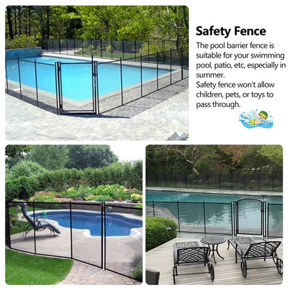 Togarhow 4ft x 12ft Removable Pool Fence, Safety Fence Door, Black DIY Pool Mesh Fencing Protect Gate for Outdoor Inground Pools & Above Ground Pool
