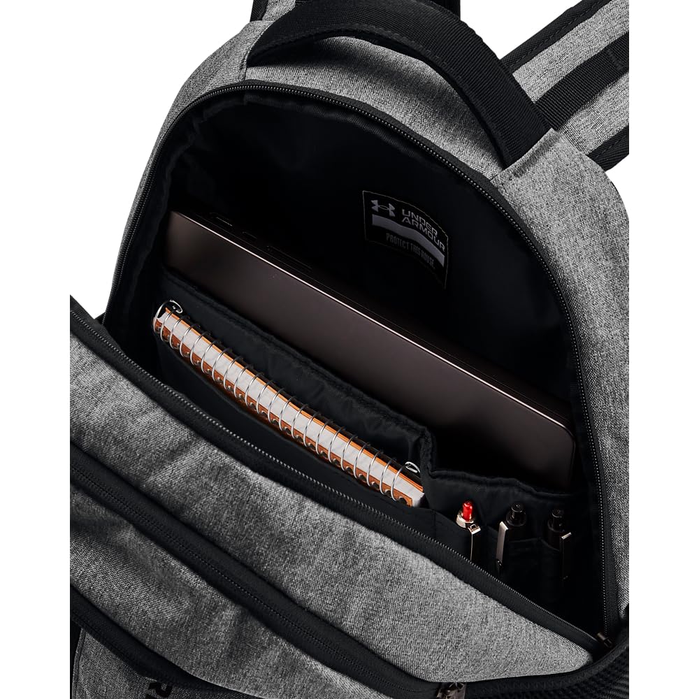 Under Armour Unisex-Adult Hustle 6.0 Backpack , (026) Castlerock Full Heather / Black / Black , One Size Fits Most