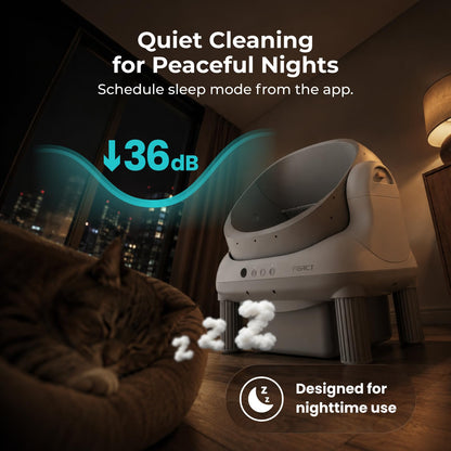 ABRCT Open Top L1 Self Cleaning Litter Box,Electronic Hands-Free,Smart Robot,Automatic Cleaning Litter Box-App Control & Safe Anti-Pinch,with Safety Sensors & Liner for Small & Medium-sized Cats,White