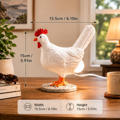 Chicken Shaped Lamp White Hen Night Light Animal Decor Farmhouse Home Gift