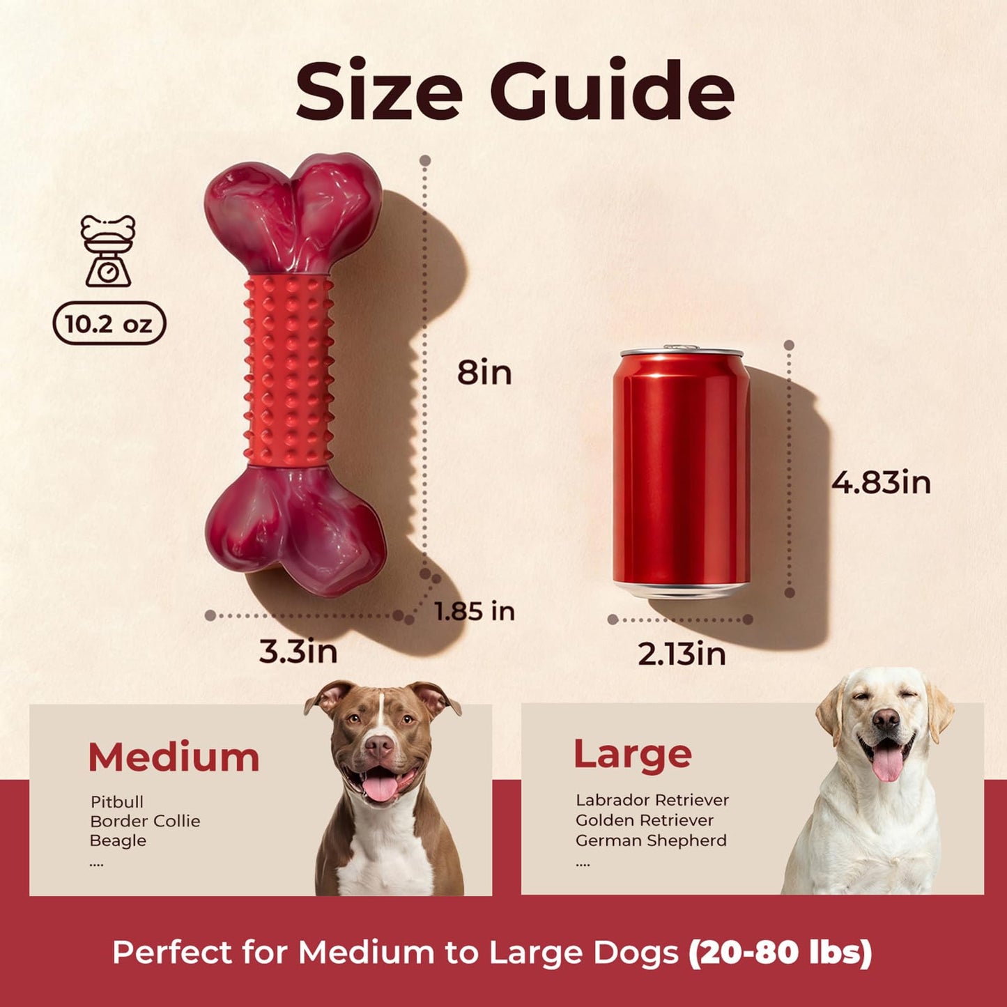 Apasiri Tough Dog Toys for Aggressive Chewers: Beef Flavored Long Lasting Dog Bones for Large Dogs, Indestructible Dog Chew Toys to Keep Them Busy, Large Dog Toys for Medium & Large Breed, Red