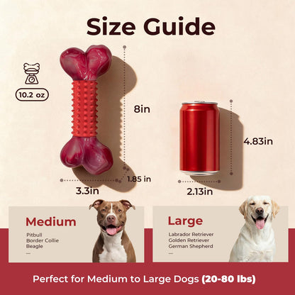 Apasiri Tough Dog Toys for Aggressive Chewers: Beef Flavored Long Lasting Dog Bones for Large Dogs, Indestructible Dog Chew Toys to Keep Them Busy, Large Dog Toys for Medium & Large Breed, Red