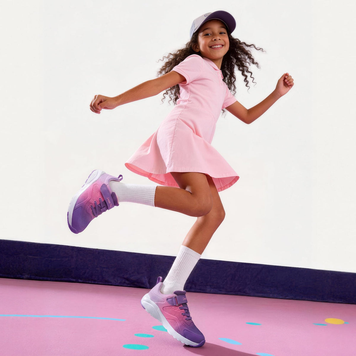 Dream Pairs Girls Running Shoes Sneaker,Purple/Hot Pink,4 Big Kid
