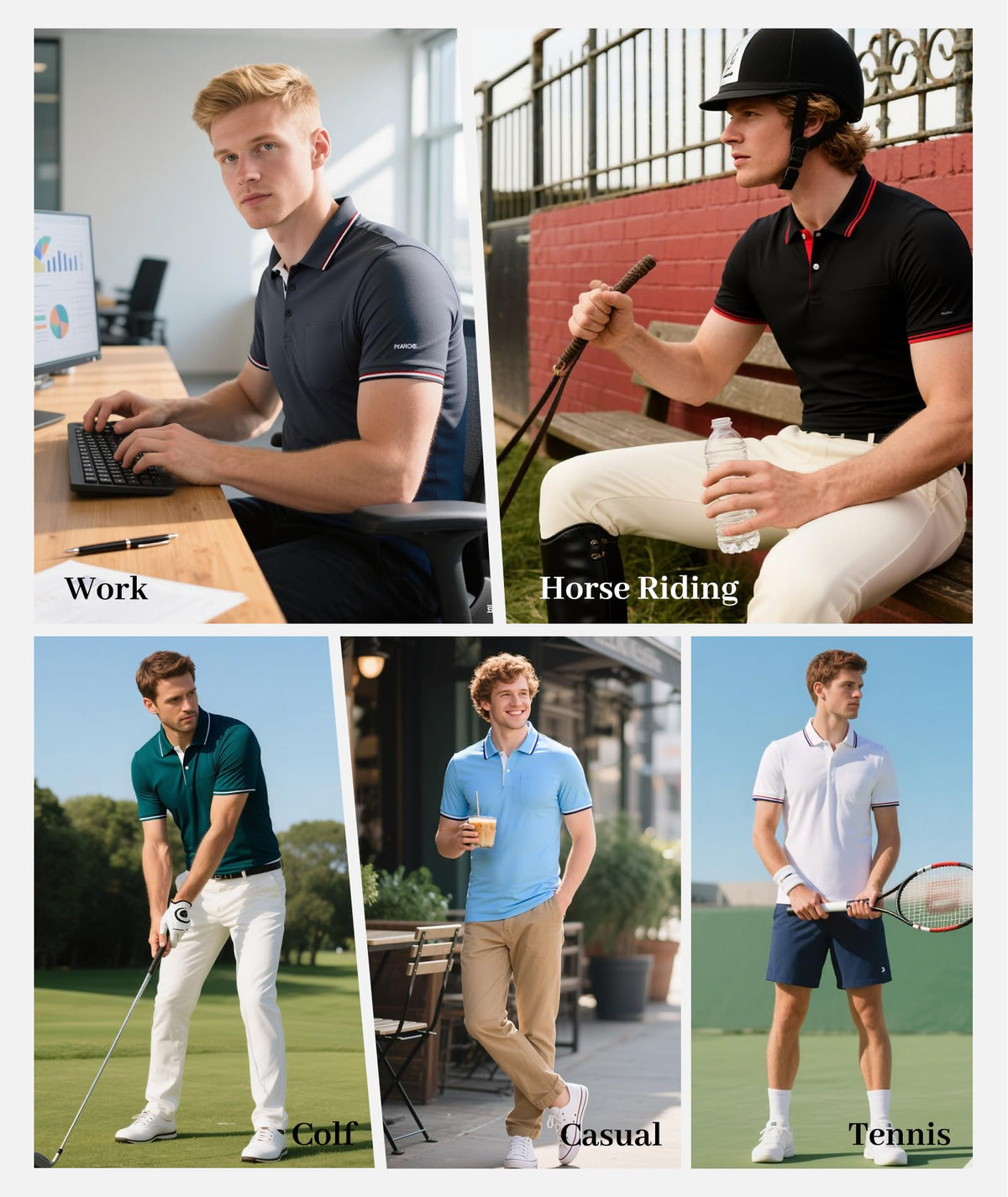 ZITY Men's Casual Polo Shirt Short Sleeve Golf Shirt Classic Collared Poloshirt with Pocket Basic Slim Fit Work Shirt for Men