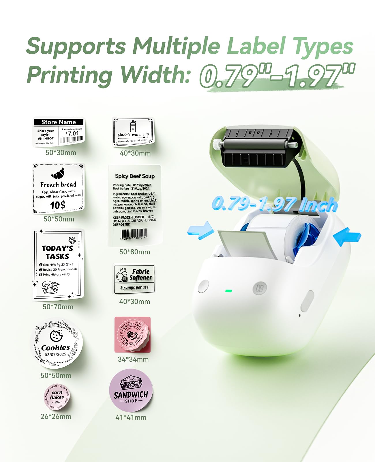 NIIMBOT B2 Label Maker Machine with Tape, Mini Portable Thermal Sticker Printer, Bluetooth Labeler for Home Kitchen Office and Business Organization Monochrome Printing