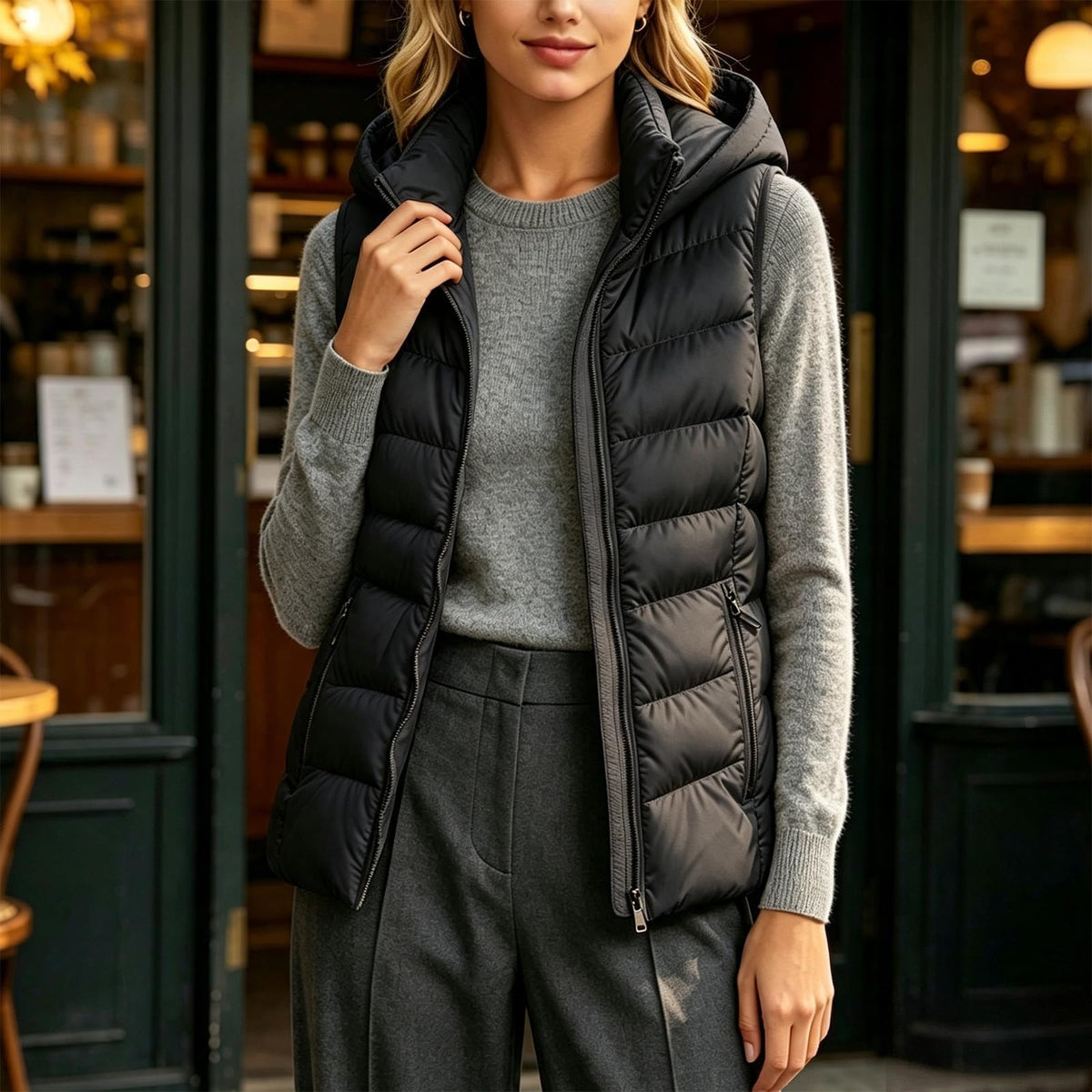 Generic Women's Puffer Vest Lightweight Warm Zip Up Jacket with Pockets