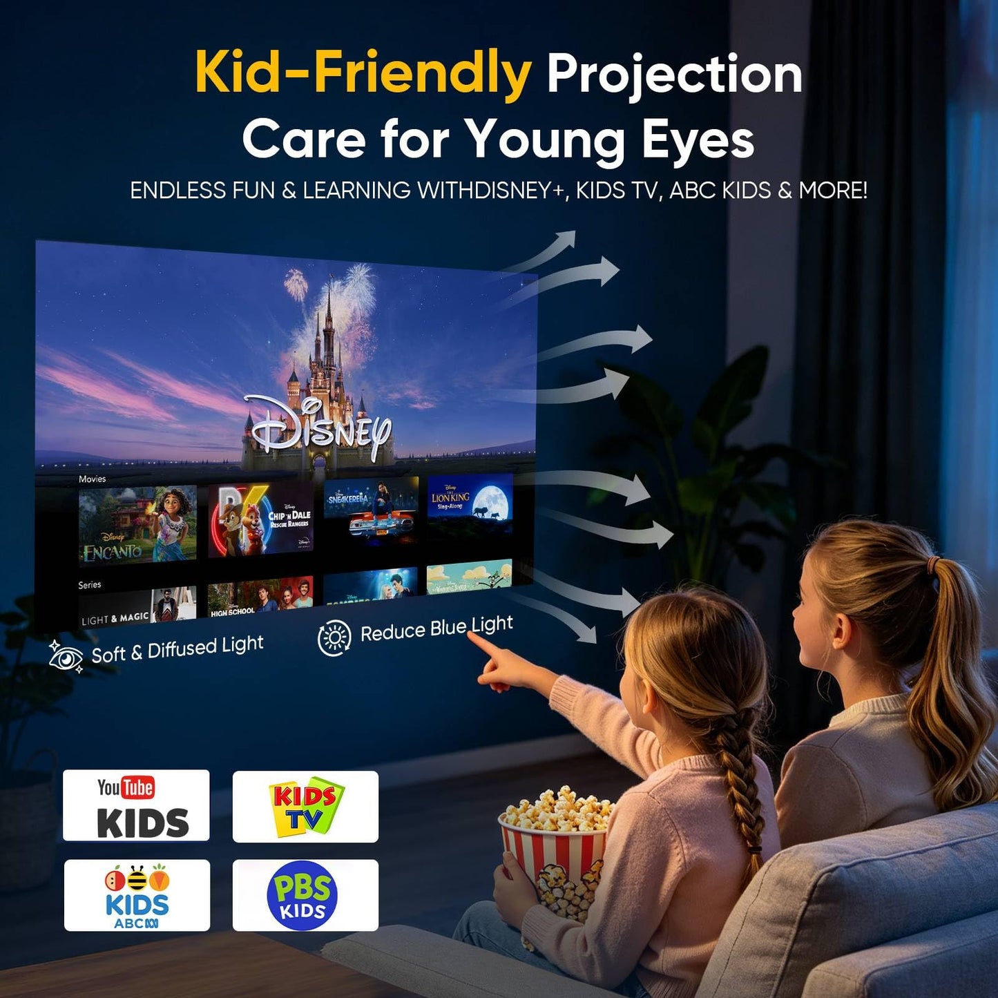 TMY Smart Projector 4K【Bundled with Google TV 14.0】 Mini Projectors Compatible with Netflix, Portable Projecteur with Electric Focus & Keystone, Home Projecteur WiFi6 & Bluetooth for Indoor & Outdoor