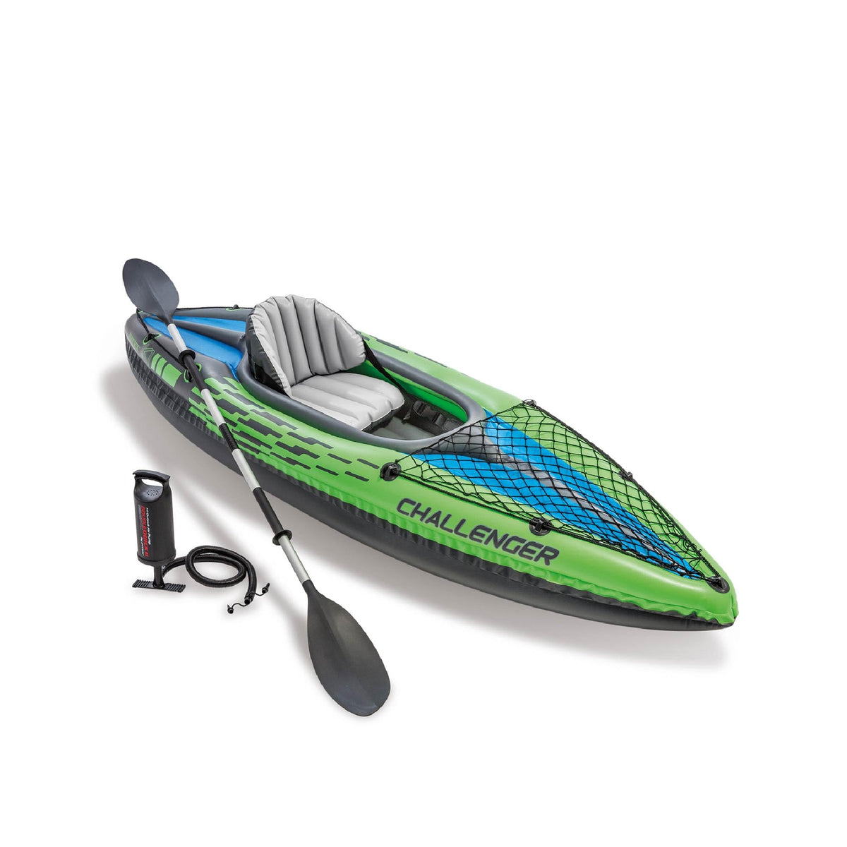 INTEX 68305EP Challenger K1 Inflatable Kayak Set: Includes Deluxe 86in Aluminum Oar and High-Output Pump – Adjustable Seat with Backrest – Removable Skeg – 1-Person – 220lb Weight Capacity