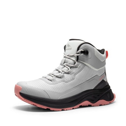 NORTIV 8 Women's Waterproof Lightweight Hiking Boots Outdoor Mid Rubber Backpacking Trekking Trails PATHFINDER,Size 9.5,Grey Pink,SNHB241W