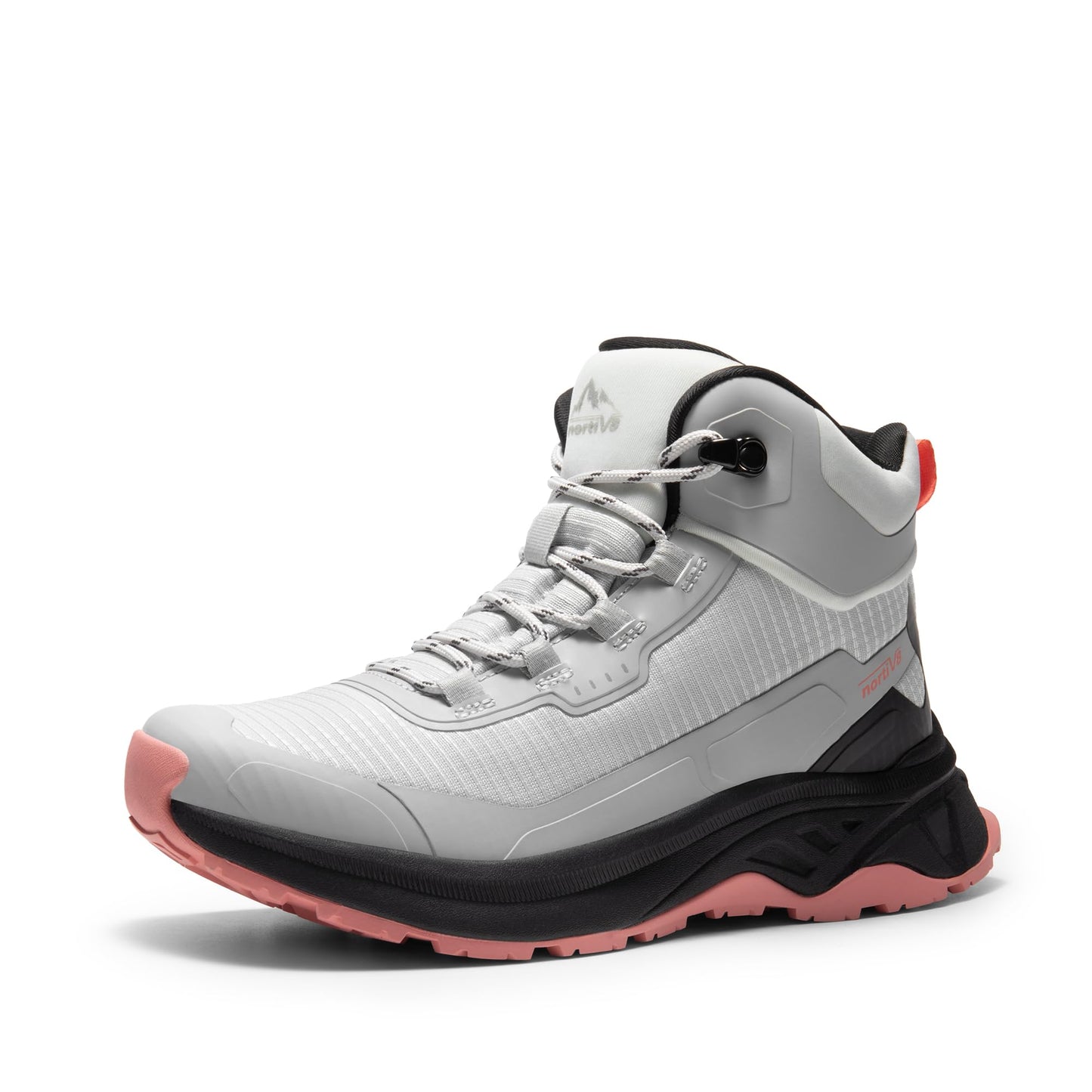 NORTIV 8 Women's Waterproof Lightweight Hiking Boots Outdoor Mid Rubber Backpacking Trekking Trails PATHFINDER,Size 11,Grey Pink,SNHB241W