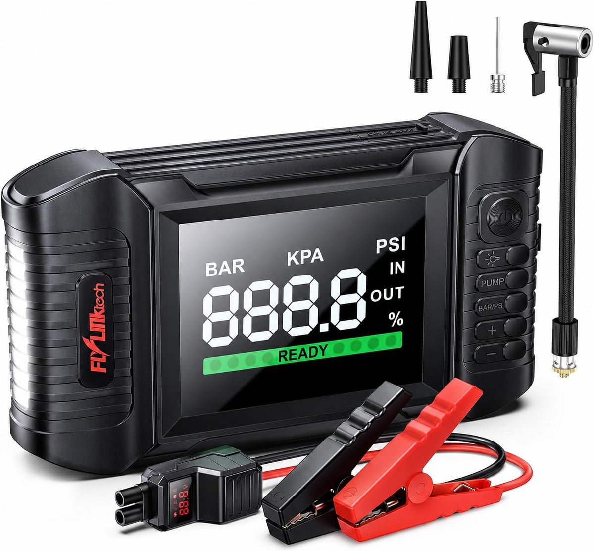 FLYLINKTECH Car Battery Jump Starter with Air Compressor