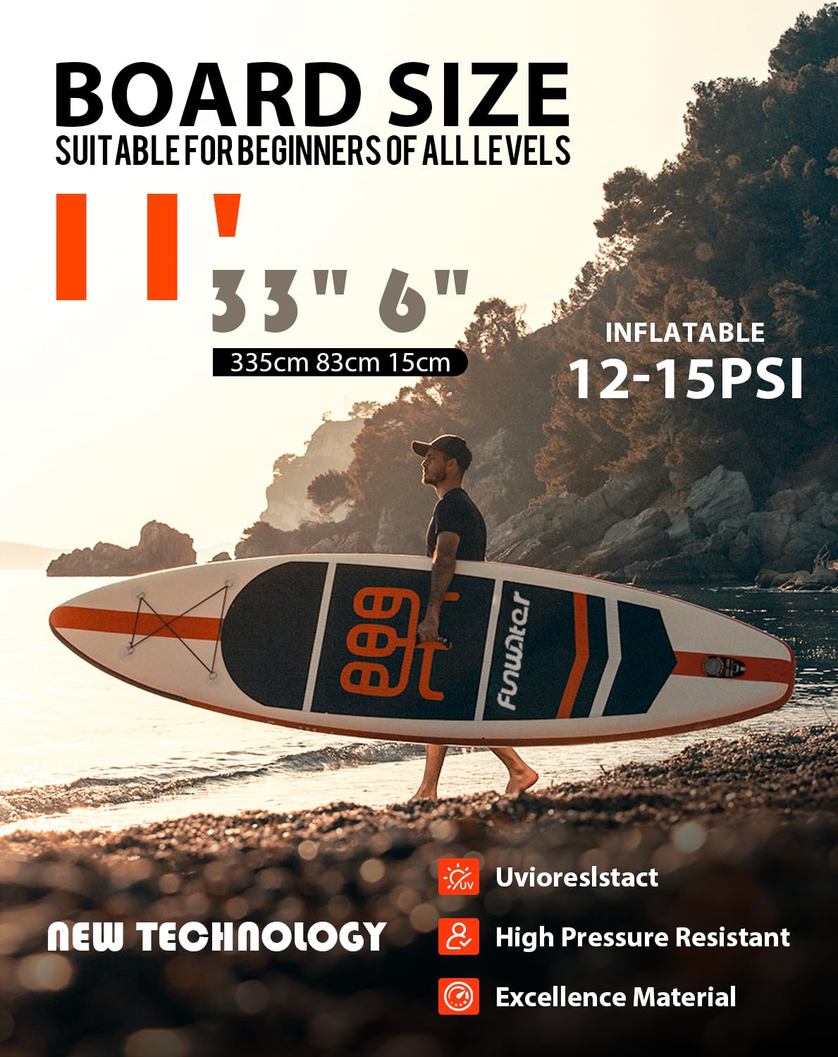 FunWater Inflatable Stand Up Paddle Board with Beginners SUP Accessories