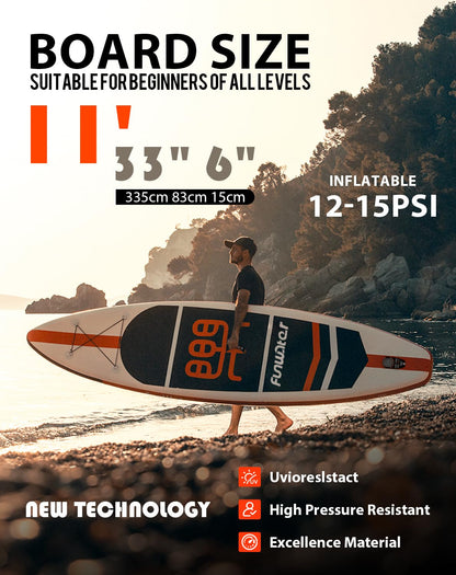 FunWater Inflatable Stand Up Paddle Board with Beginners SUP Accessories