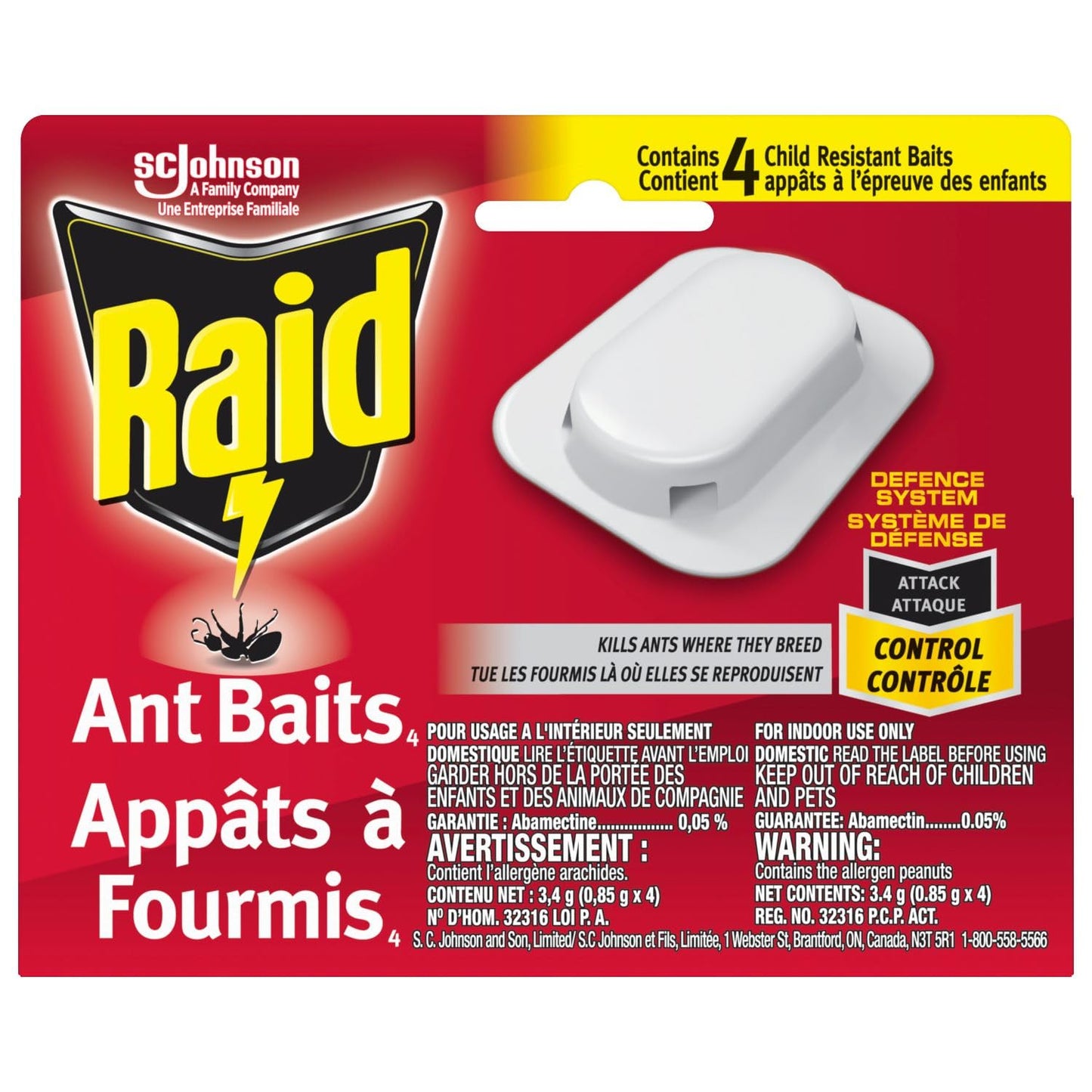 Raid Ant Killer Baits and Traps, Kills Ants Where They Breed, for Indoor Use, Child Resistant, 4 Bait Stations