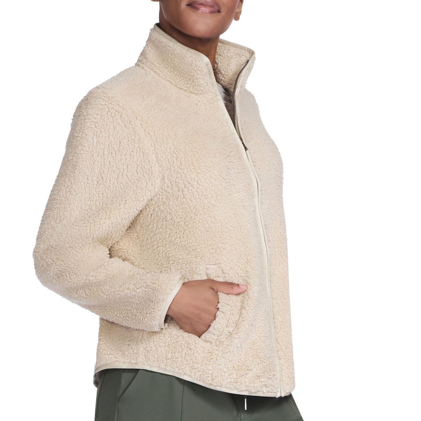 Skechers Women's Standard Go Walk Sherpa Full Zip Jacket, Sahara