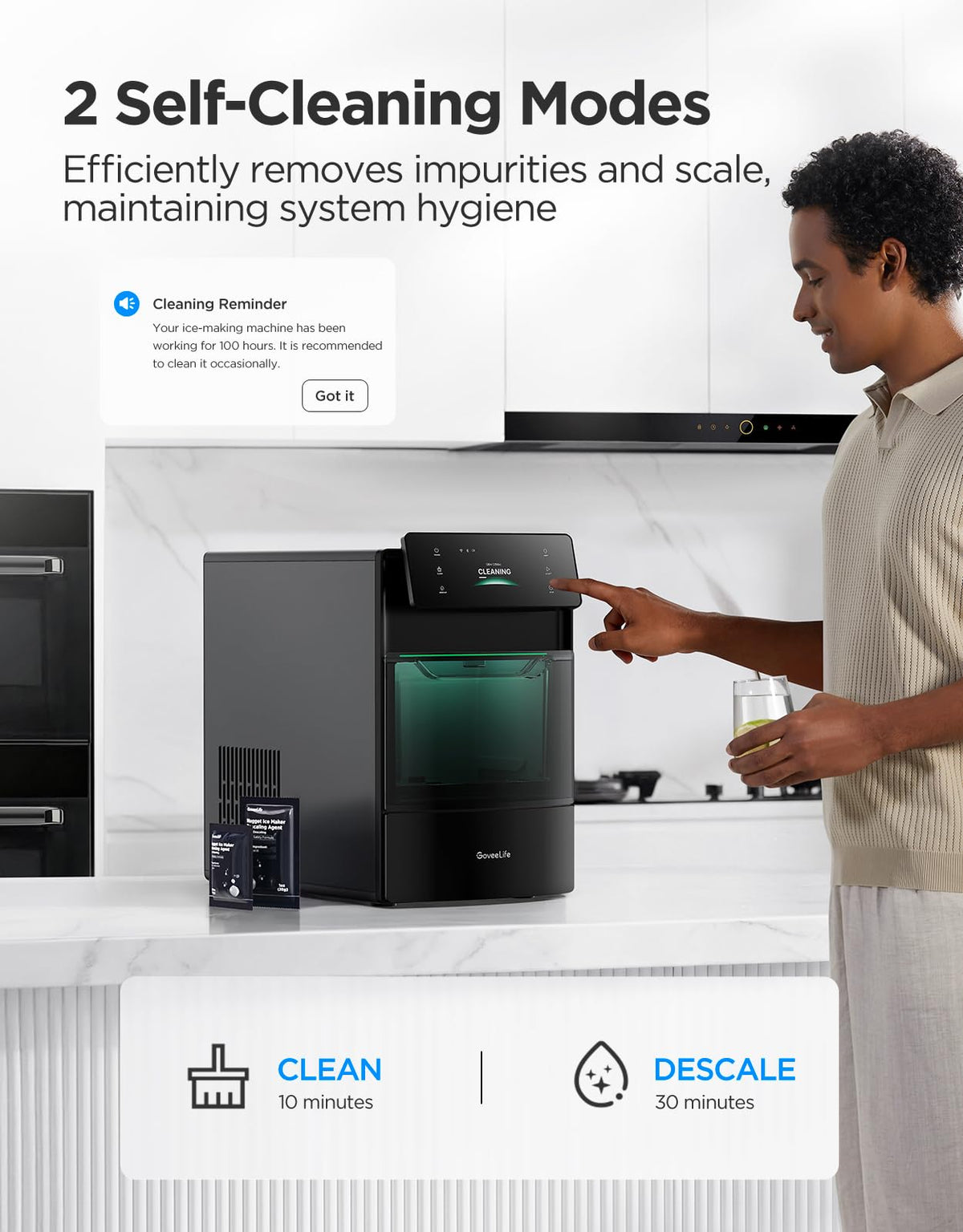 GoveeLife Smart Nugget Ice Maker Pro, 60lbs Daily, 6-Minute Ice, 40dB