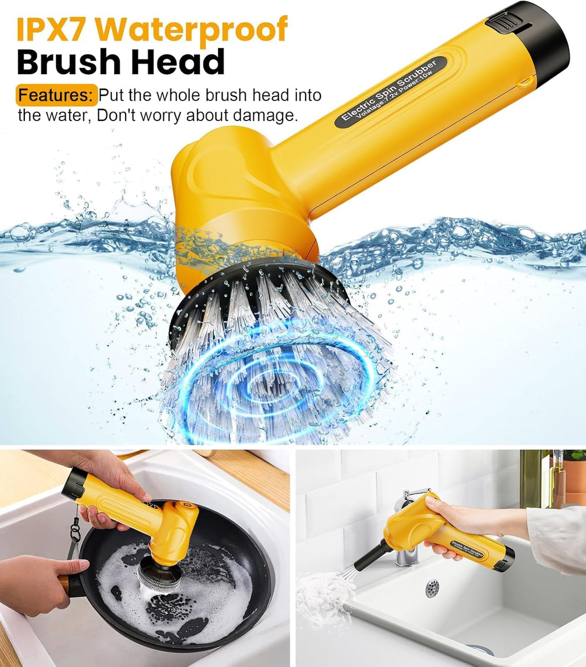 Qimedo Handheld Electric Spin Scrubber Q4 with 2 Removeable Batteries