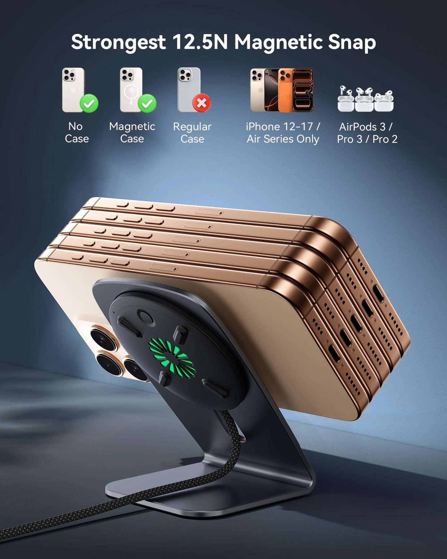 INIU 2-in-1 Detachable Wireless Charger Stand, QI2 15W Fast Charging Pad