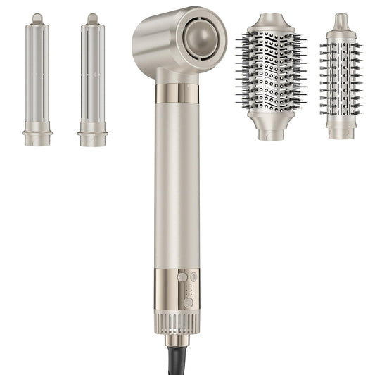 MESCOMB Hot Air Styler & Hair Dryer Brush, High Speed Air Styler for Drying, Volumizing, Curly, Wavy, Straighten, Negative Ionic Multi Styler Without Heat Damage,Platinum Champagne
