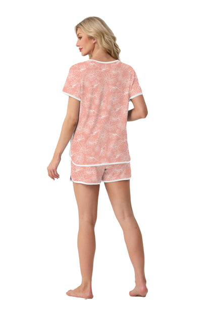 VINTATRE Womens Pajama Set Soft and Lightweight Pajamas 2 Piece Lounge Sets Cute Pjs with Pockets Pink Sunflower-L