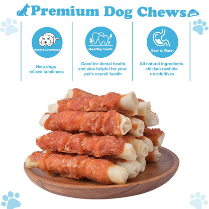 Pawant Dog Treats Chicken Wrapped Rawhide Rolls Healthy Dog Chews Long Lasting1 lb/454g
