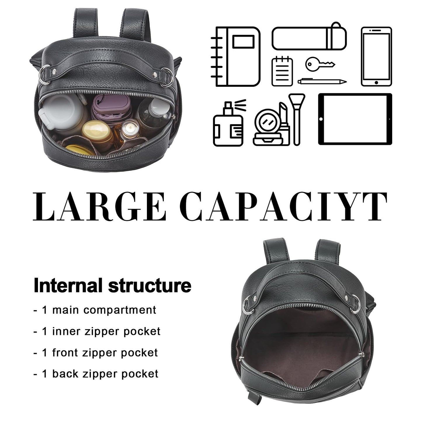 CLUCI Backpack Purse for Women Fashion Leather Small Backpacks Mini Ladies Shoulder Backpack Convertible Handbags