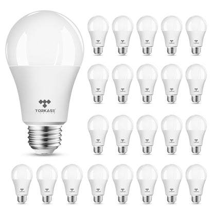 TORKASE A19 LED Light Bulbs 60 Watt Equivalent, 9 Watt 800 LM Bright Standard LED Bulbs Non-Dimmable,E26 Screw Base, 5000K Natural Daylight White,Milky Energy Saving Light Bulbs,UL Listaed(24-Pack)