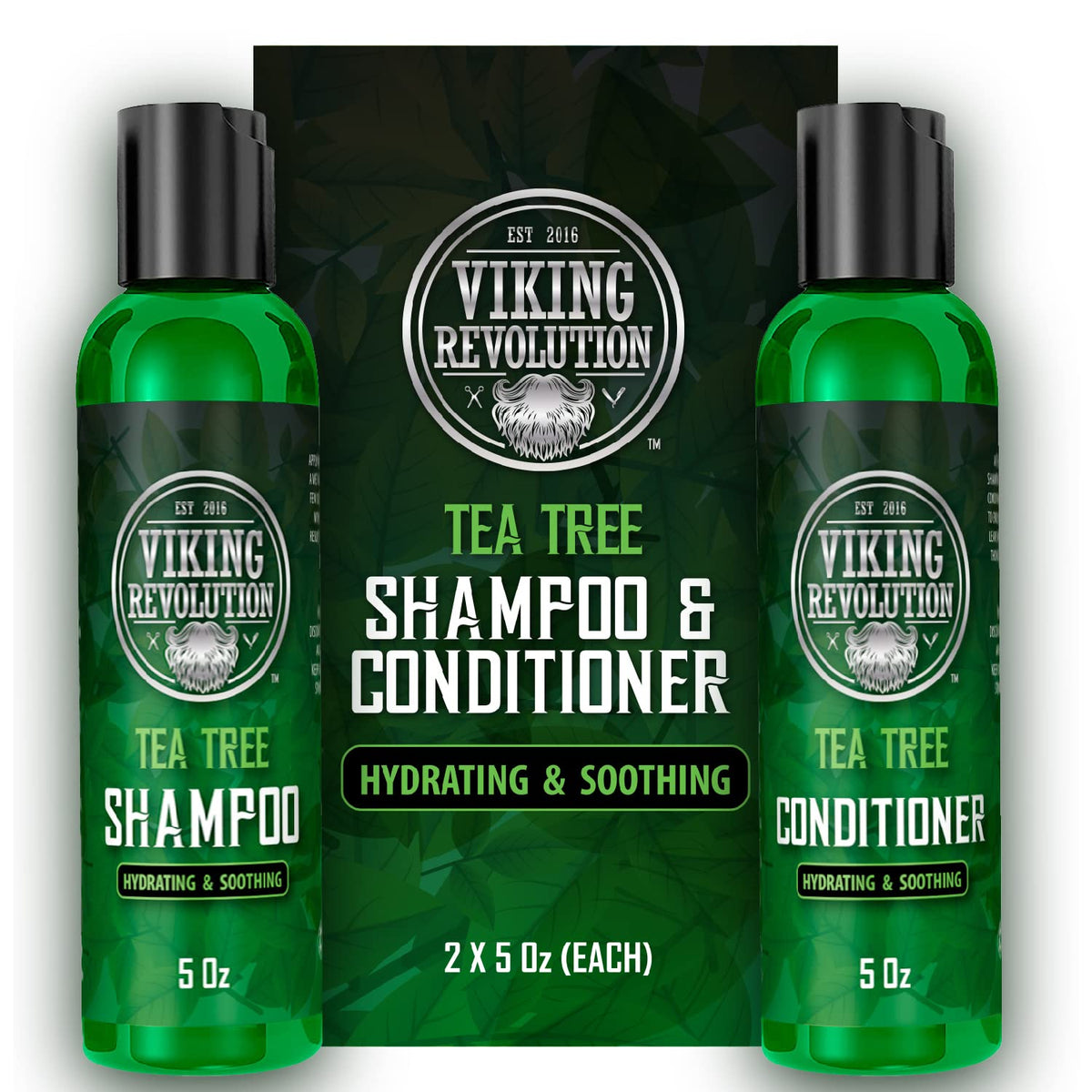 Viking Revolution Tea Tree Shampoo Men + Conditioner 5 fl oz (150ml) - Mens Shampoo W/Tea Tree Oil - Tea Tree Shampoo And Conditioner