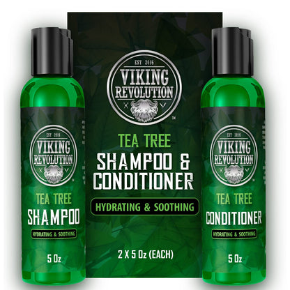 Viking Revolution Tea Tree Shampoo Men + Conditioner 5 fl oz (150ml) - Mens Shampoo W/Tea Tree Oil - Tea Tree Shampoo And Conditioner