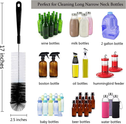 ALINK 11-Pack Bottle Cleaning Brush Set - Long Handle Bottle Cleaner for Washing Narrow Wine/Beer Bottles, Thermos, HydroFlask Tumbler, Sports Water Bottles, Kettle/Lid Brush, Straw Brush Black