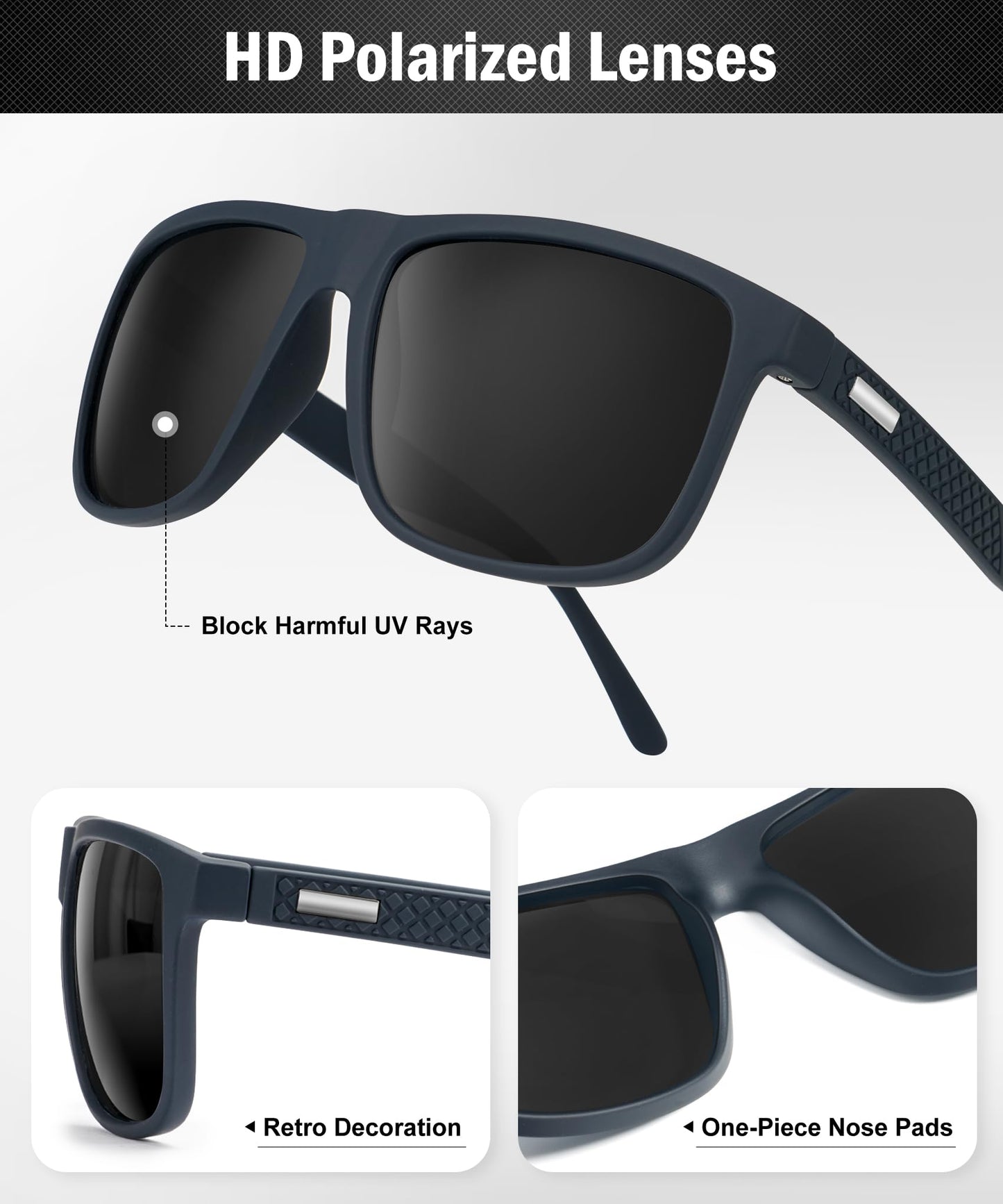 CIFOYA Sunglasses-for-Men Polarized Mens Sunglasses: Retro Sun glasses with UV Protection for Driving Fishing Golf