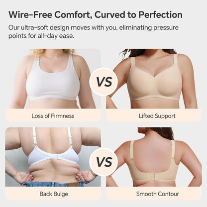 UIMERO 2026 Womens Wireless Bra Seamless Jelly Bras Full Coverage Push Up Supportive Comfortable No Underwire T-Shirt Bras Nude