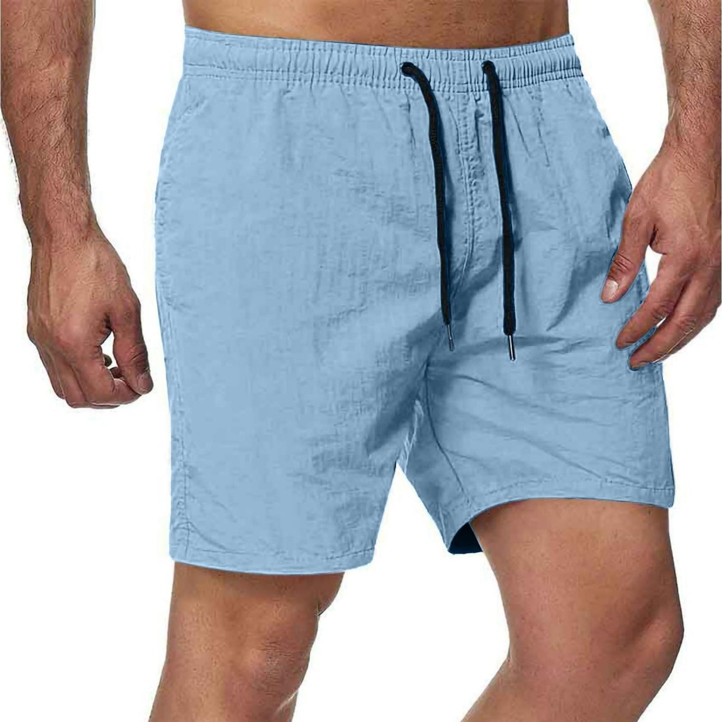 Gym Shorts Men Men's Shorts Summer Casual Loose Bottoms Fashion Quick Dry Drawstring Lightweight Breathable Outdoor Short Pants Light Blue M