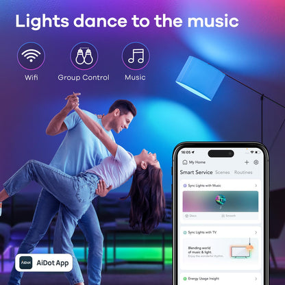 Linkind Matter Smart Light Bulb, Smart Bulbs Work with Apple Home/Siri/Alexa/Google Home, RGBTW Color Changing Bulbs Music Sync, A19 E26 60W 800LM, 2.4Ghz WiFi Only, 2 Pack