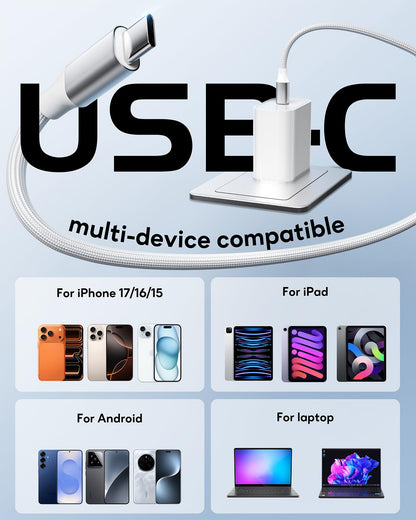 USB C Charger for iPhone 17 16 15, 2 Pack 20W PD 3.0 Type C Charger Fast Charging Block with 6FT USB-C to USBC Cable Compatible with iPhone Air 17 16 15 Pro Max/Pro/Plus Galaxy S25 Ultra and More