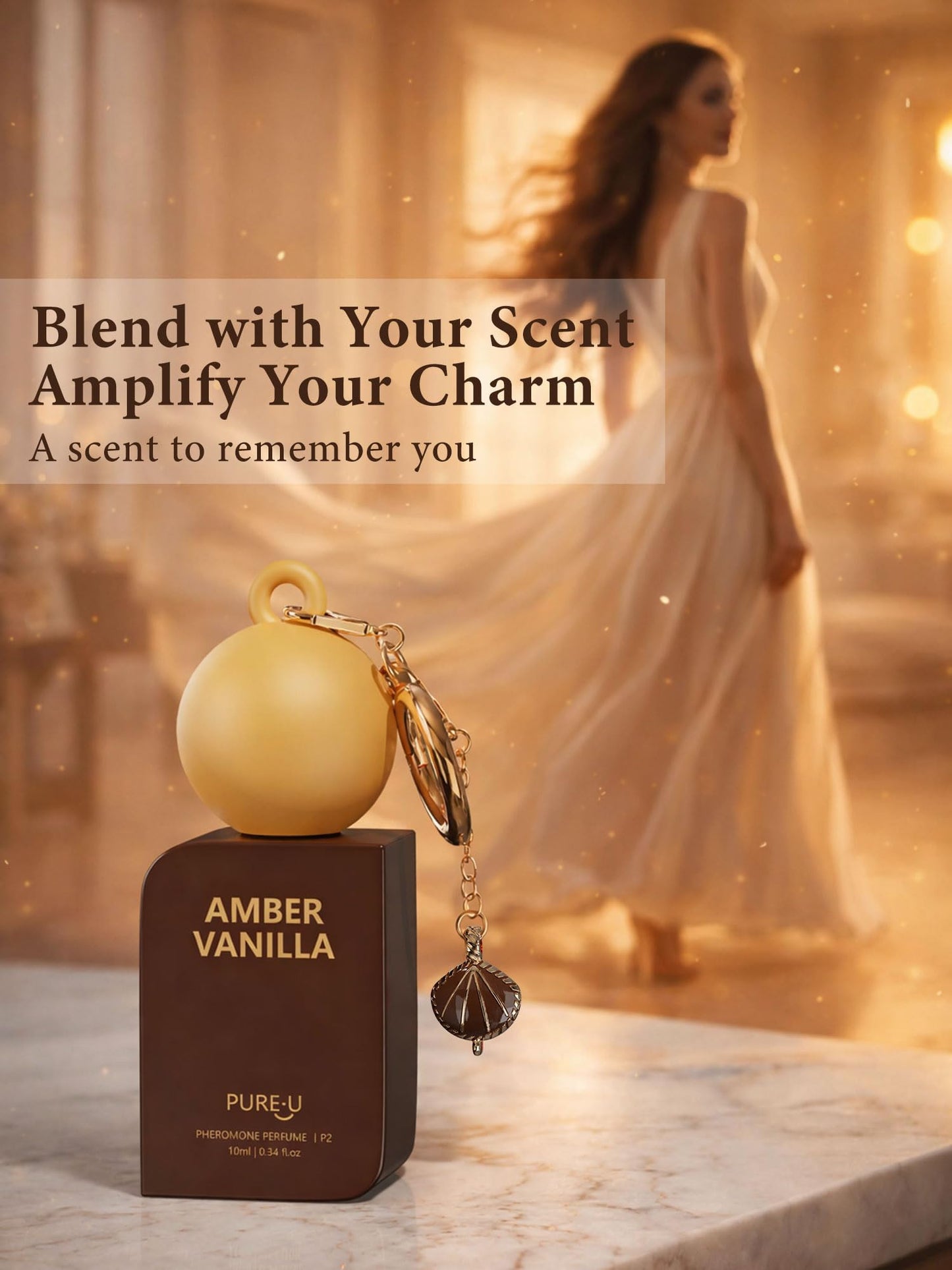 PUREU Amber Vanilla Pheromone Perfume Oil for Women | Clip-on Keychain